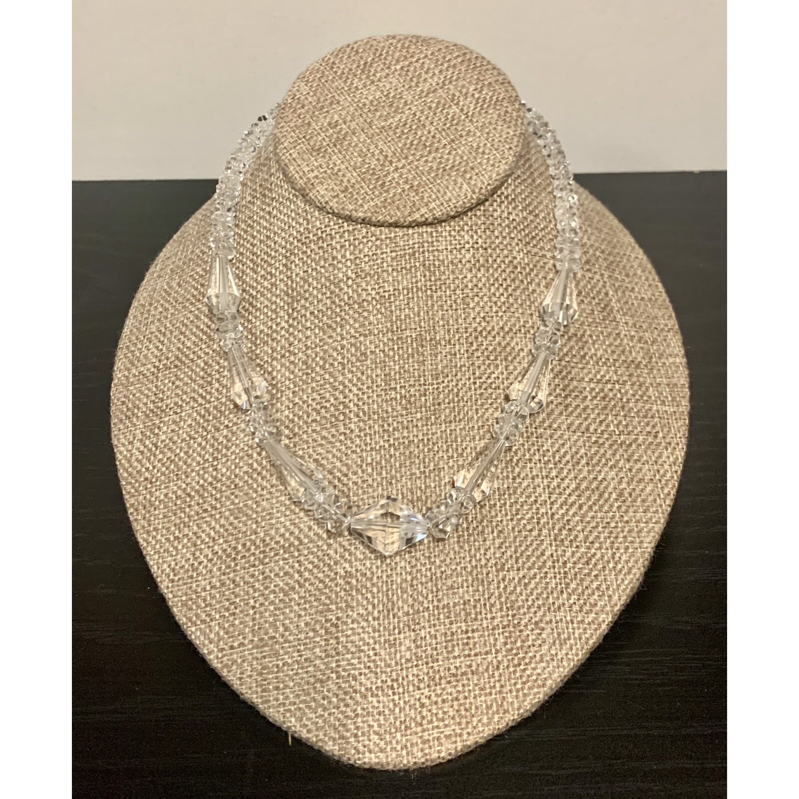 Vintage Cut Swarovski Crystal Necklace Sterling Silver Clasp 16